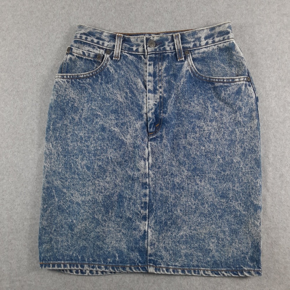 Vintage Levis 97505 Acid Wash Denim Skirt Made in USA Blue W27 High Rise